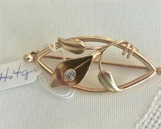 10k diamond vintage pin