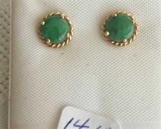14k green turquoise stud earrings