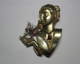 14k Gold & Platinum Art Deco Brooch / Pendant