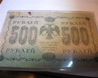 Russian Roubles and other notes.