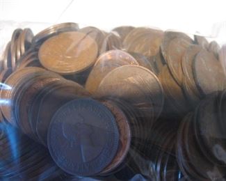 Bag of half pennies.