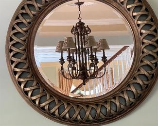 SOLD! - $300 Oil-Rubbed bronze round framed wall mirror 46” diameter 