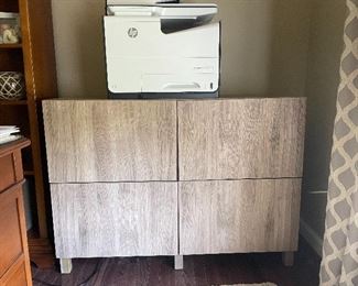 $300 - 4 door storage cabinet in white stained oak - 63x31 1/2 “