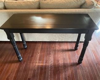 $150 Black console / sofa table 48” l x 18” w x 30” h 