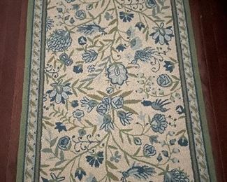 $125 Blue, Green and Cream Hand tufted wool floor runner, from Pottery Barn -  107” l x 30” w 