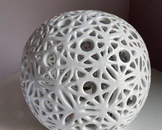 $25 Round orb cut out table lamp - displays geometric lighting effect when lit