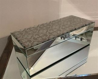 $15 - Mirrored Storage / Jewelry Box with Decorative Top - 12”L x 5”W x 4.5”H