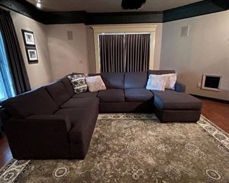 $800 3-Piece Sectional with , in Dark Charcoal, with throw pillows