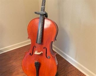 $1,500 - 4/4 Full Size Wood Cello with Bow, Case and Floor Stand