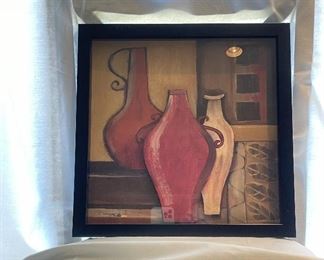 $25 - Wall Art 2 of 2 - Pair of Framed Shadow Box Jug Prints — 13” x 13” (see previous picture for other piece in set)
