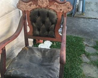 One of many vintage chairs available. Some came, some all wood, some upholstered.