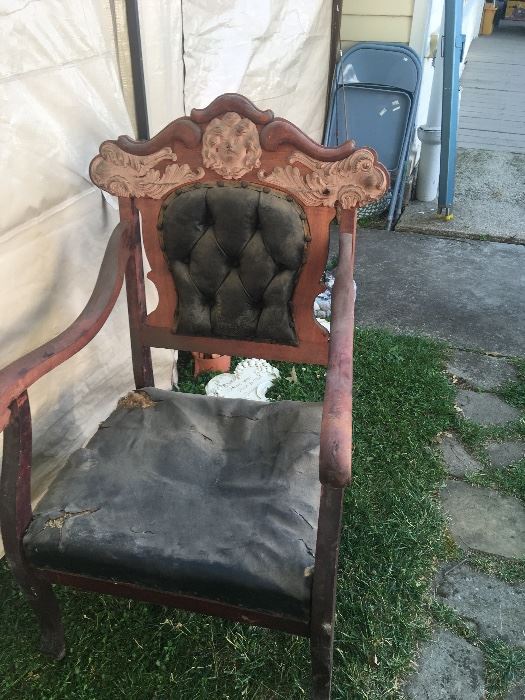 One of many vintage chairs available. Some came, some all wood, some upholstered.