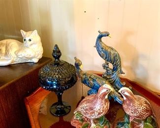 Vintage peacocks, vintage quail 