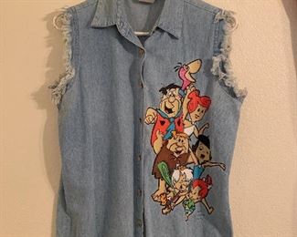 Collectible denim 1994 Flintstones Sleeveless Jeans Shirt by Jerry Leigh