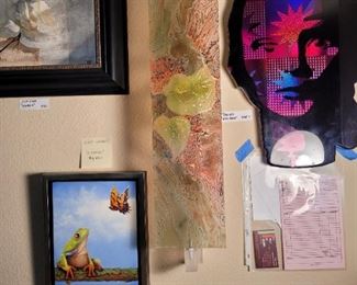 "Yule" by Patrice Longo Dworkin. (Acrylic wall hanging in middle)