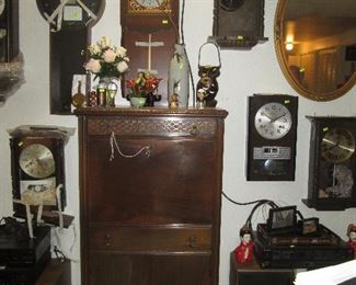 Rec Room:  Drop Front Desk, Japanese Stuff, Clocks