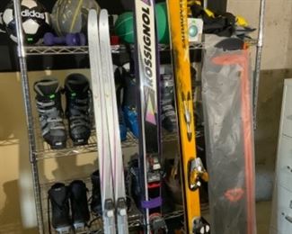 cross country and downhill skis