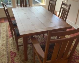 Stickley Mission table with 6 Harvey Ellis chairs