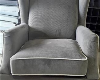 Upholstered, Grey Colored Rocking Chair