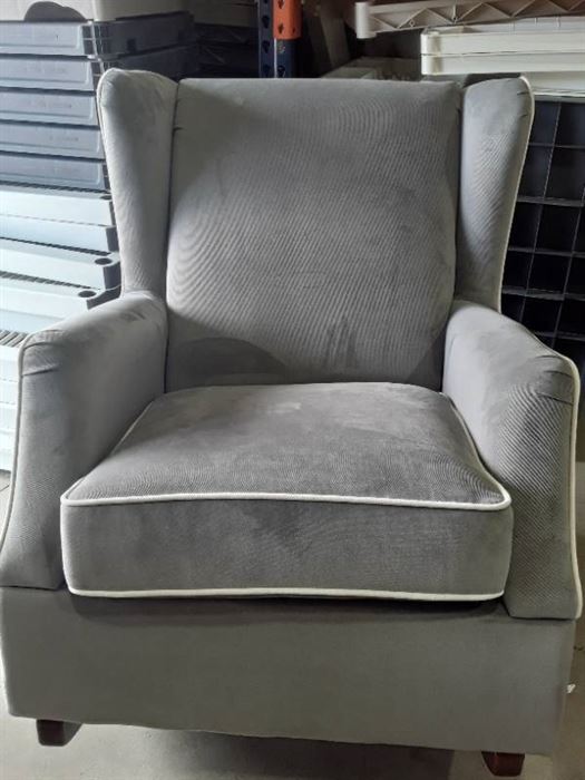 Upholstered, Grey Colored Rocking Chair
