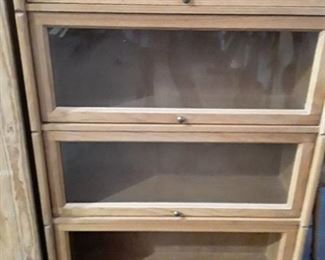 Wooden Lawyers Bookcase. 4 Shelves with Glass. (bottom one missing glass)  approximately 59.5 x 36 x 13