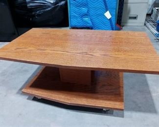 Wooden Swivel Rolling TV Stand 13 x 34 x 21 in
