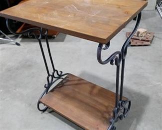 Wood and Metal 2 Tier Side Table 27 x 20 x 14 in