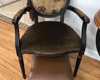 Old Hickory Tannery Portrait back side chair - shown with leather and metal foot rest