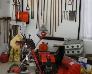 Martin Bird House and yard tools