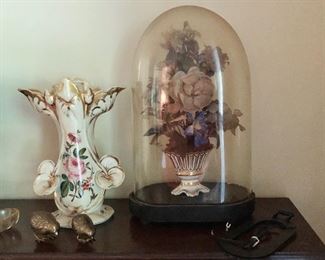 Adorable pair of little brass baby chicks, Gorgeous Hand painted Gold Gilt Vase