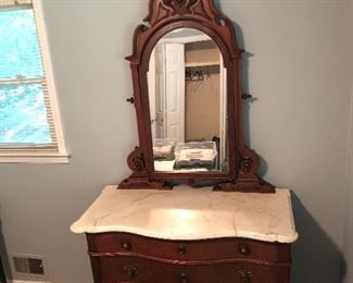 Antique victorian marble top chest