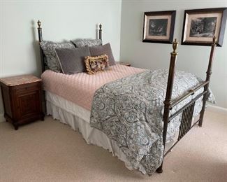 Antique queen bed. Pottery Barn bedding.