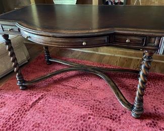 Hickory White brand  desk with barley twist legs.