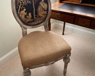 Antique chair with burlap seat from France.