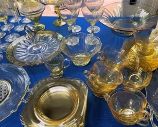 Yellow depression glass pieces