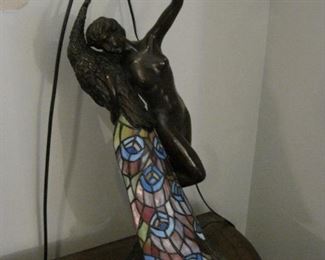 Nude and Peacock Table Lamp. 