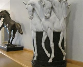 Raised Relief Horse Vase. 