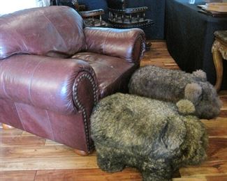 Leather Armchair and Scully & Scully Bear Footrests.  