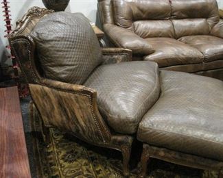 Leather Armchair with matching Footstool.