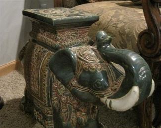 Trunk Up Ceramic Elephant Tables. 