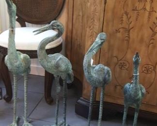 Garden Cranes, fountain/statues.