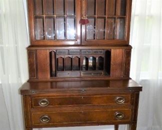 Antique Hepplewhite Secretary with sliding doors & fold-out writing surface.  With Key