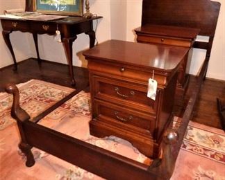 Mahogany Twin Bed, Pair of Night stands