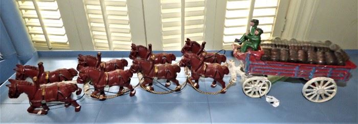 Cast Iron Budweiser Style Cast Iron Wagon with Clydesdales