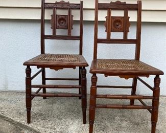 delicate caned chairs