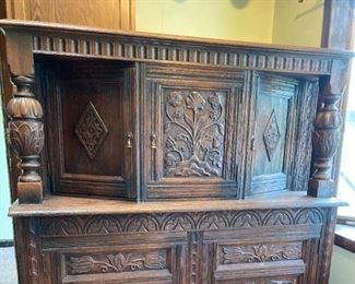 oak court cabinet. massive, beautifully made piece