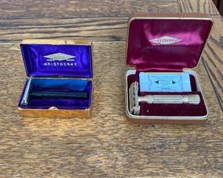 gilette aristocrat razor sets, old shaving brushes