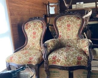 striking and funky armchair set. needs reupholstering