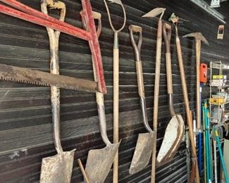 shovels and miscellaneous tools and household items