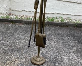 brass fireplace tool set